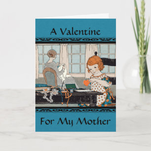 Cartes Pour Fêtes Annuelles Petite fille vintage Valentine pour mère