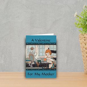 Cartes Pour Fêtes Annuelles Petite fille vintage Valentine pour mère