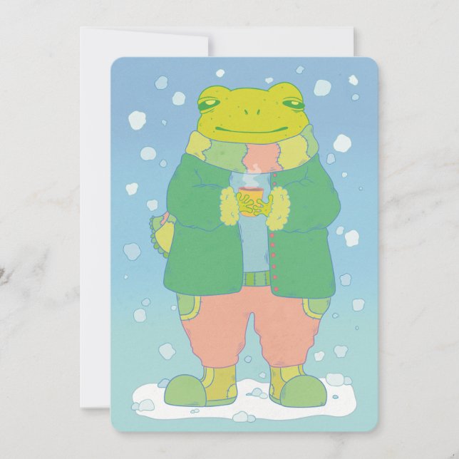 Cartes Pour Fêtes Annuelles Petite Grenouille Confortable (Devant)