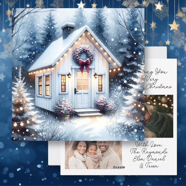 Cartes Pour Fêtes Annuelles Petite maison et Photos de Famille Précieuses Noël (Créateur téléchargé)