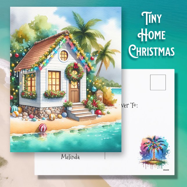 Cartes Pour Fêtes Annuelles Petite Maison sur la Fête de Noël à la Plage (Créateur téléchargé)