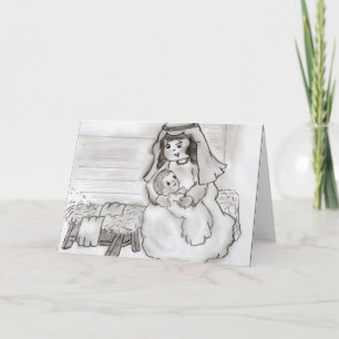 Cartes Pour Fêtes Annuelles Petite Marie et Bébé Jésus