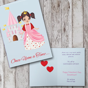 Cartes Pour Fêtes Annuelles Petite princesse Petite-fille Valentine Brunette