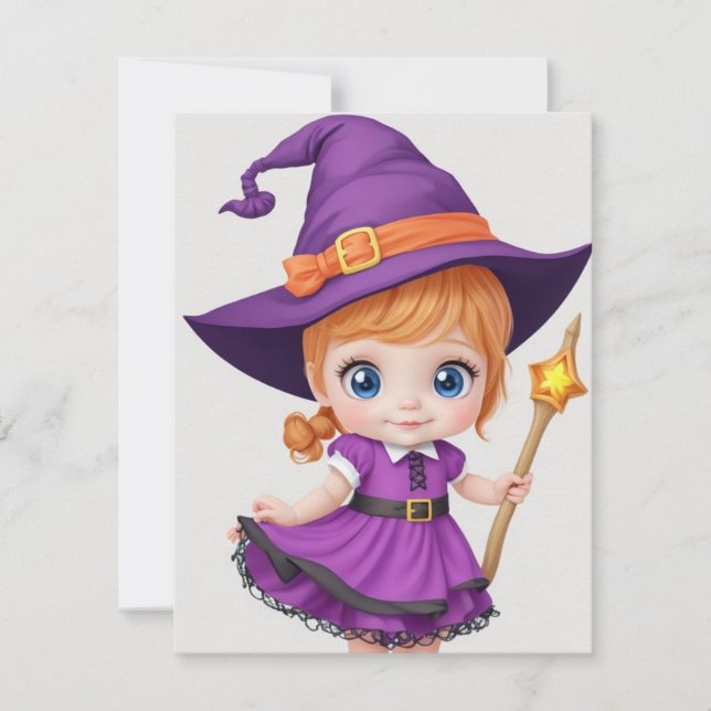 Cartes Pour Fêtes Annuelles Petite Sorcière (Devant)