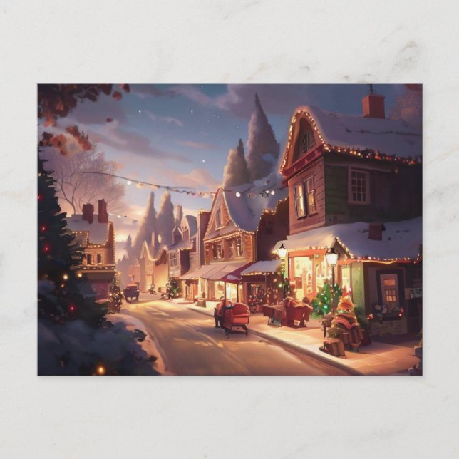 Cartes Pour Fêtes Annuelles Petite ville de Noël 5 (Devant)