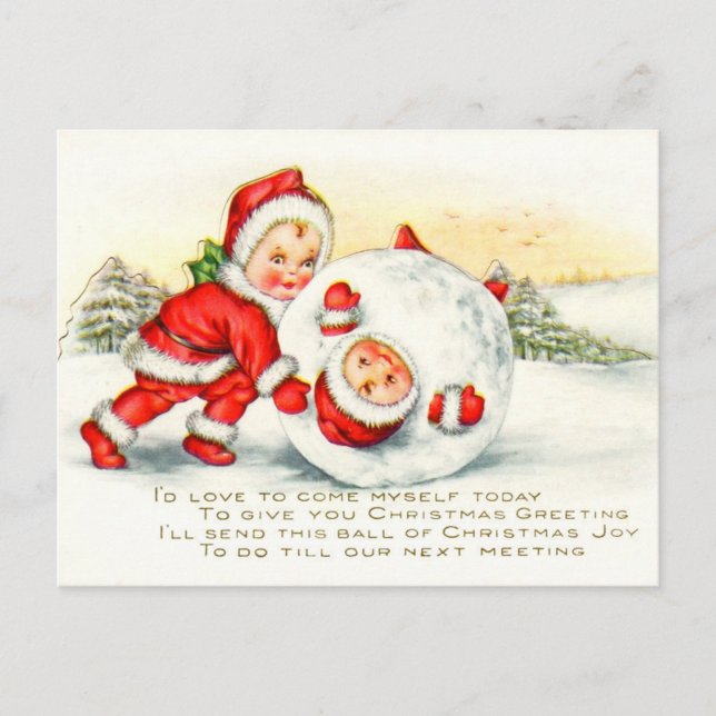 Cartes Pour Fêtes Annuelles Petites Santa gambadant dans la neige (Devant)