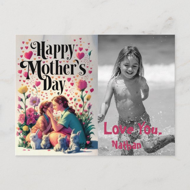Cartes Pour Fêtes Annuelles *~* Petits Coeurs Whimsical Mother's Day Photo AP7 (Devant)