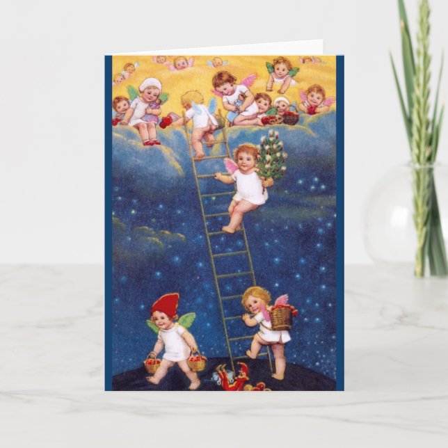 Cartes Pour Fêtes Annuelles Peu d'anges de Noël (Devant)