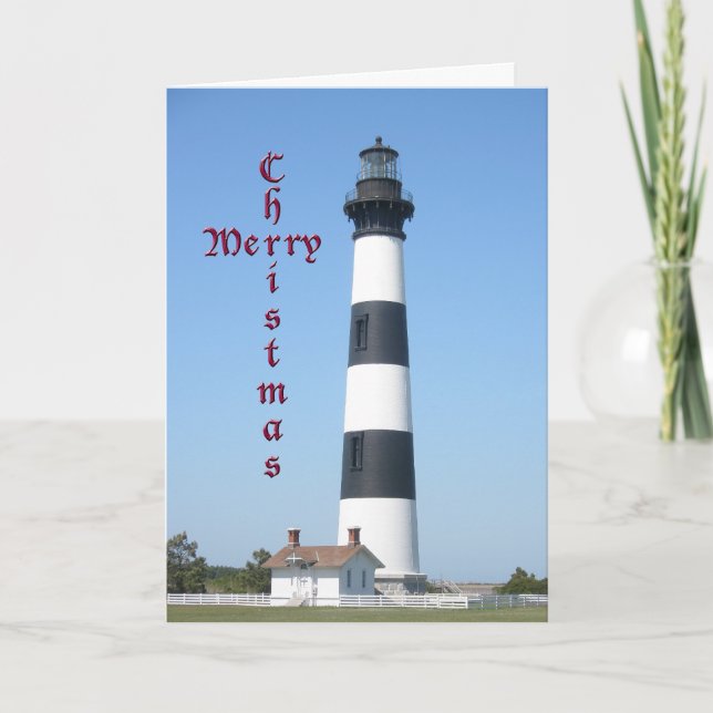 Cartes Pour Fêtes Annuelles Phare de Christmas Bodie Island (Devant)