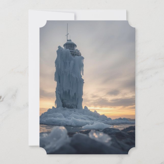 Cartes Pour Fêtes Annuelles Phare recouvert de glace (Devant)
