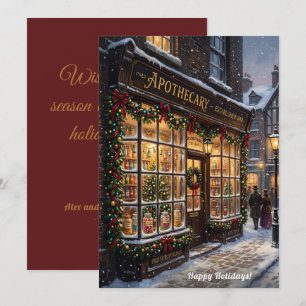 Cartes Pour Fêtes Annuelles Pharmacie d'apothicaire victorienne de Noël vintag