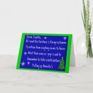 Cartes Pour Fêtes Annuelles Pharmacien "CHER PÈRE NOËL" Cadeaux de Noël