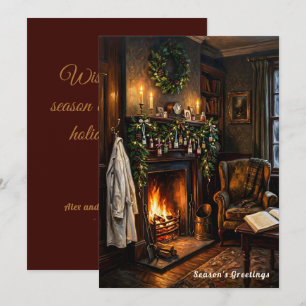 Cartes Pour Fêtes Annuelles Pharmacien Vintage Docteur Cheminée Cosy Noël