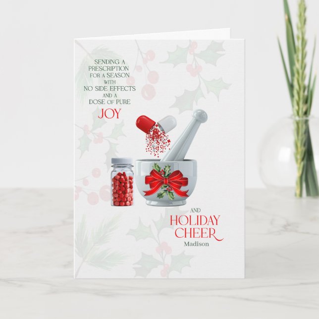 Cartes Pour Fêtes Annuelles Pharmacist Dose of Pure Joy with Name (Devant)