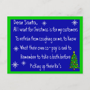 Cartes Pour Fêtes Annuelles Pharmaciste "CHER PÈRE NOËL" Cadeaux de Noël