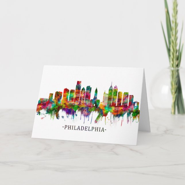 Cartes Pour Fêtes Annuelles Philadelphie Pennsylvanie Skyline (Devant)