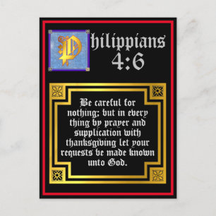 Cartes Pour Fêtes Annuelles Philippiens 4:6 Lettre éclairée Verse de la Bible