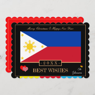 Cartes Pour Fêtes Annuelles Philippine : Drapeau et bonne année/meilleurs voeu