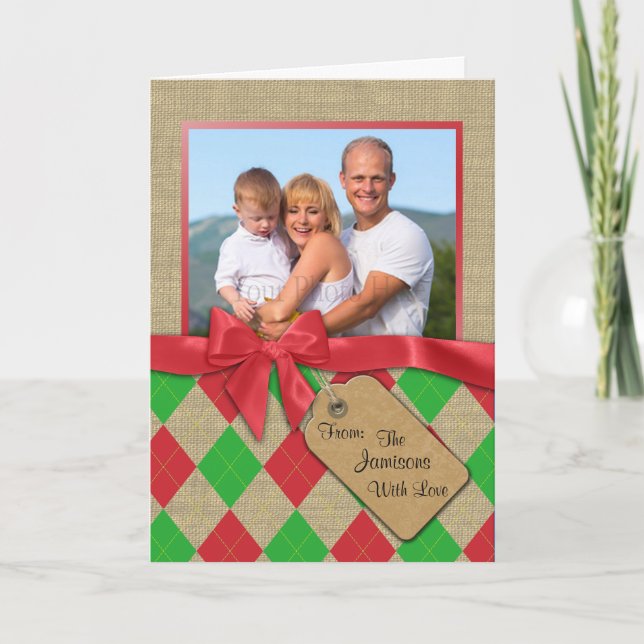 Cartes Pour Fêtes Annuelles Photo à motifs de losanges de vacances (Devant)