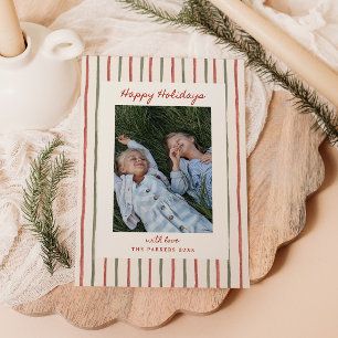 Cartes Pour Fêtes Annuelles Photo à rayures fantaisistes