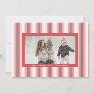 Cartes Pour Fêtes Annuelles Photo à rayures fines rouge bonbon de Noël amusant
