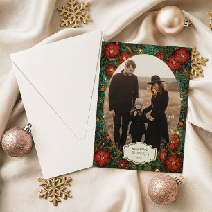 Cartes Pour Fêtes Annuelles Photo Amaryllis de Noël victorien au houx