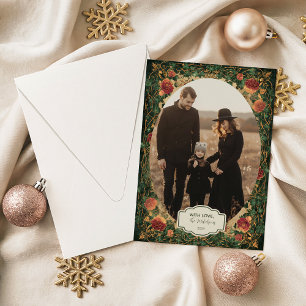 Cartes Pour Fêtes Annuelles Photo Amaryllis Noël Vintage Holly