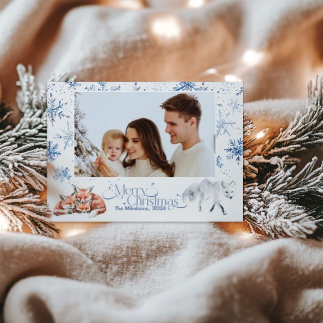 Cartes Pour Fêtes Annuelles Photo Aquarelle Noël hiver Wonderland (Créateur téléchargé)