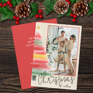 Cartes Pour Fêtes Annuelles Photo Arbre de Noël de l'aquarelle