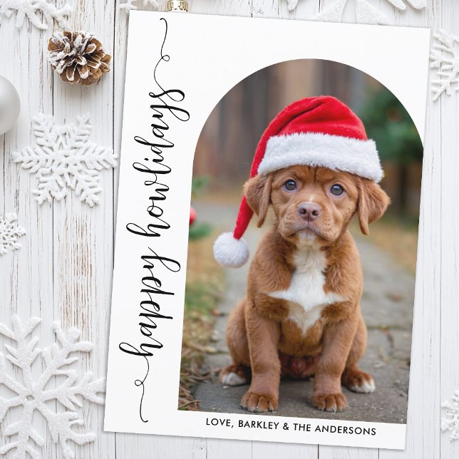 Cartes Pour Fêtes Annuelles Photo Arc moderne Noël Joyeux Howlidays Chien (Créateur téléchargé)