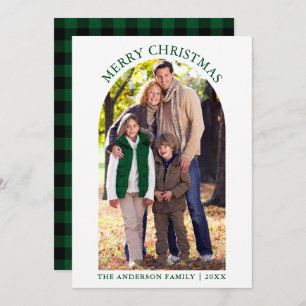 Cartes Pour Fêtes Annuelles Photo Arch Joyeux Noël Vert Plaid