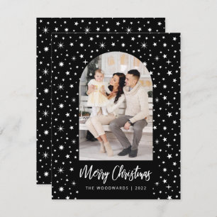 Cartes Pour Fêtes Annuelles Photo Arch Stars Joyeux Noël noir et blanc