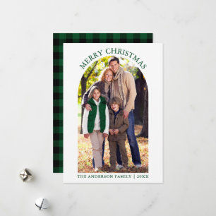 Cartes Pour Fêtes Annuelles Photo Arche Joyeux Noël Plaid Vert