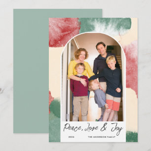 Cartes Pour Fêtes Annuelles Photo arqué Abstrait Aquarelle Paix Amour & Joie