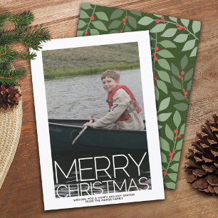 Cartes Pour Fêtes Annuelles Photo avec un énorme Joyeux Noël - fond botanique