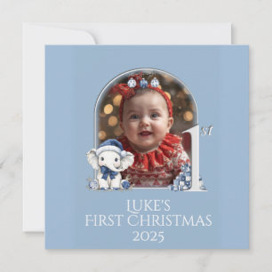 Cartes Pour Fêtes Annuelles *Photo Baby Boy 1st Christmas Flat Holiday Card