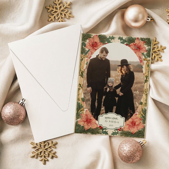 Cartes Pour Fêtes Annuelles Photo Baroque Holly Christmas (Créateur téléchargé)