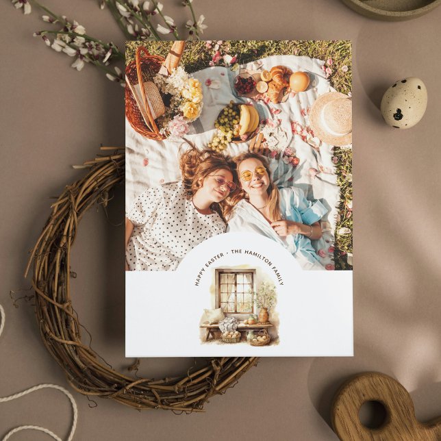 Cartes Pour Fêtes Annuelles Photo Beige de Pâques personnalisée (Créateur téléchargé)