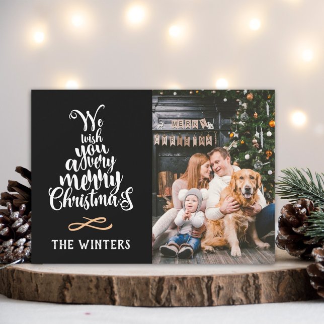 Cartes Pour Fêtes Annuelles Photo Black & White Christmas Tree Letting (Créateur téléchargé)