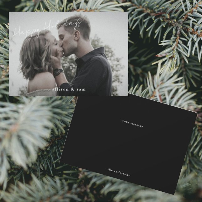 Cartes Pour Fêtes Annuelles Photo Black White Texte Joyeuses Fêtes (Créateur téléchargé)