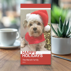 Cartes Pour Fêtes Annuelles Photo : Bloc de couleur moderne Rouge Blanc Noël