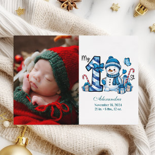 Cartes Pour Fêtes Annuelles Photo Blue Snowman Premier Noël