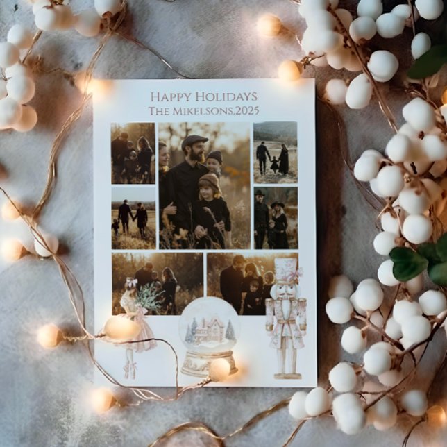 Cartes Pour Fêtes Annuelles Photo Blush Casse-Noisette Noël (Créateur téléchargé)