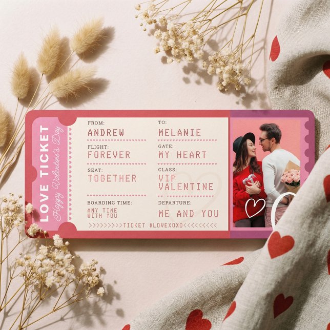 Cartes Pour Fêtes Annuelles Photo Boarding Pass To Love Plane Ticket Valentine (Photo Boarding Pass To Love Plane Ticket Valentine Holiday Card)