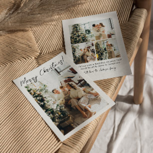 Cartes Pour Fêtes Annuelles Photo Boho Minimaliste Moderne Famille Chic Noël