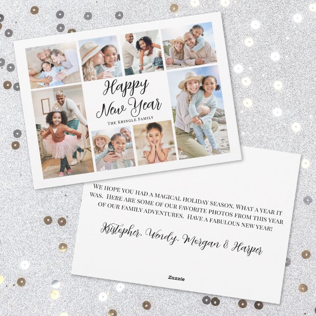 Cartes Pour Fêtes Annuelles Photo Bonne Année (Elegant Photo Collage Happy New Year Holiday Card)