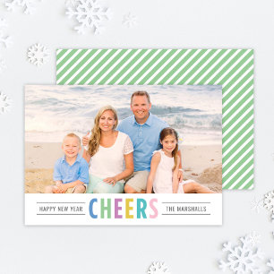 Cartes Pour Fêtes Annuelles Photo Bonne Année Bande Verte Clair