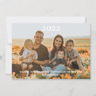 Cartes Pour Fêtes Annuelles Photo Bonne Année Typographie Blanche Personnalisé