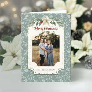 Cartes Pour Fêtes Annuelles Photo botanique de Noël Cozy Rustic Sage
