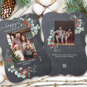 Cartes Pour Fêtes Annuelles Photo botanique de Noël moderne sur tableau noir